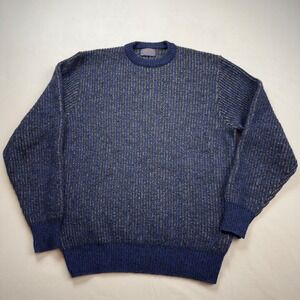 VTG Pendleton Woolen Mills Sweater Men's LG Blue Heathered Crew Neck Fisherman